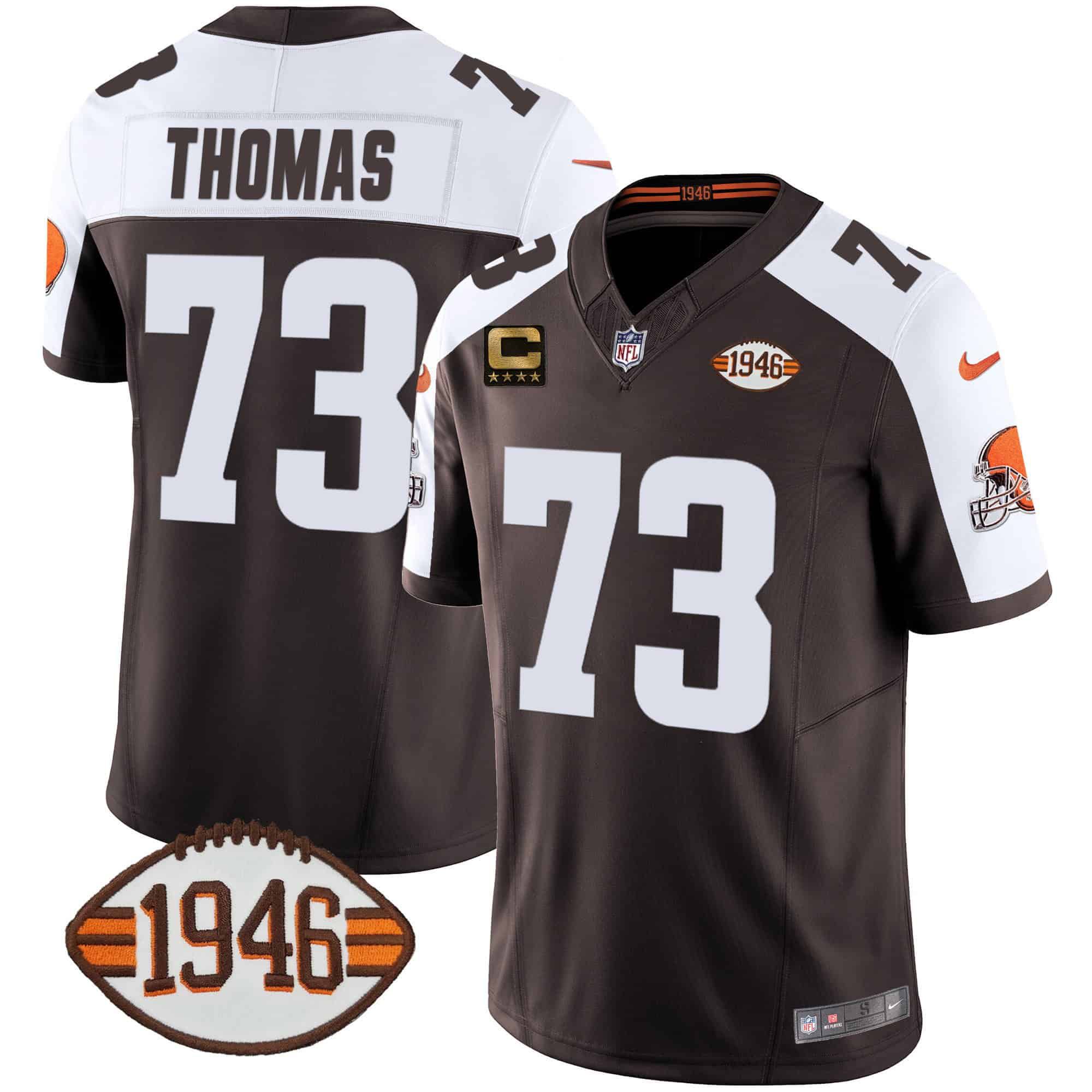 Men Cleveland Browns #73 Thomas Brown 1946 75th Anniversary Patch 2024 Nike NFL Jersey->indianapolis colts->NFL Jersey